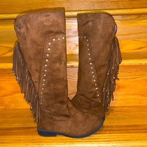 Girls Brown Boots with Fringe